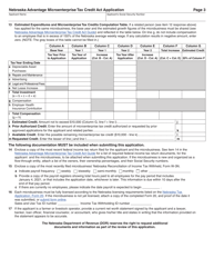 Nebraska Advantage Microenterprise Tax Credit Act Application - Nebraska, Page 3