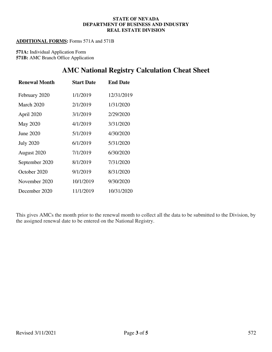 Form 572 Appraisal Management Company Renewal Application - Nevada, Page 3