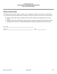 Form 572 Appraisal Management Company Renewal Application - Nevada, Page 4
