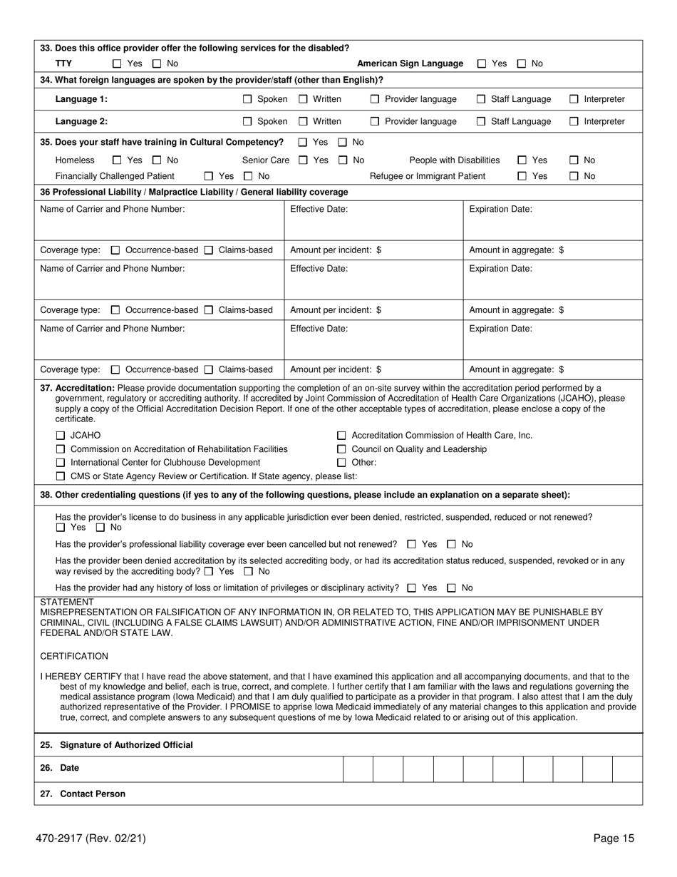 Form 470-2917 - Fill Out, Sign Online and Download Fillable PDF, Iowa ...