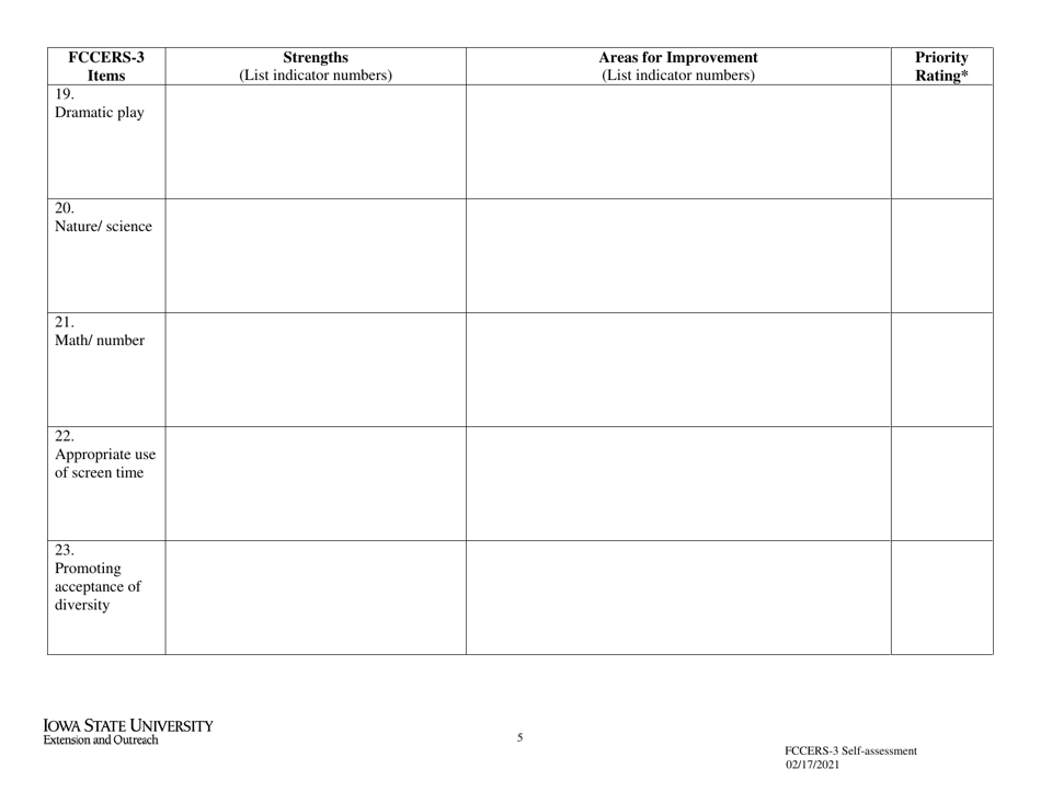 Self-assessment - Family Child Care Environment Rating Scale - 3rd Edition - Iowa, Page 5