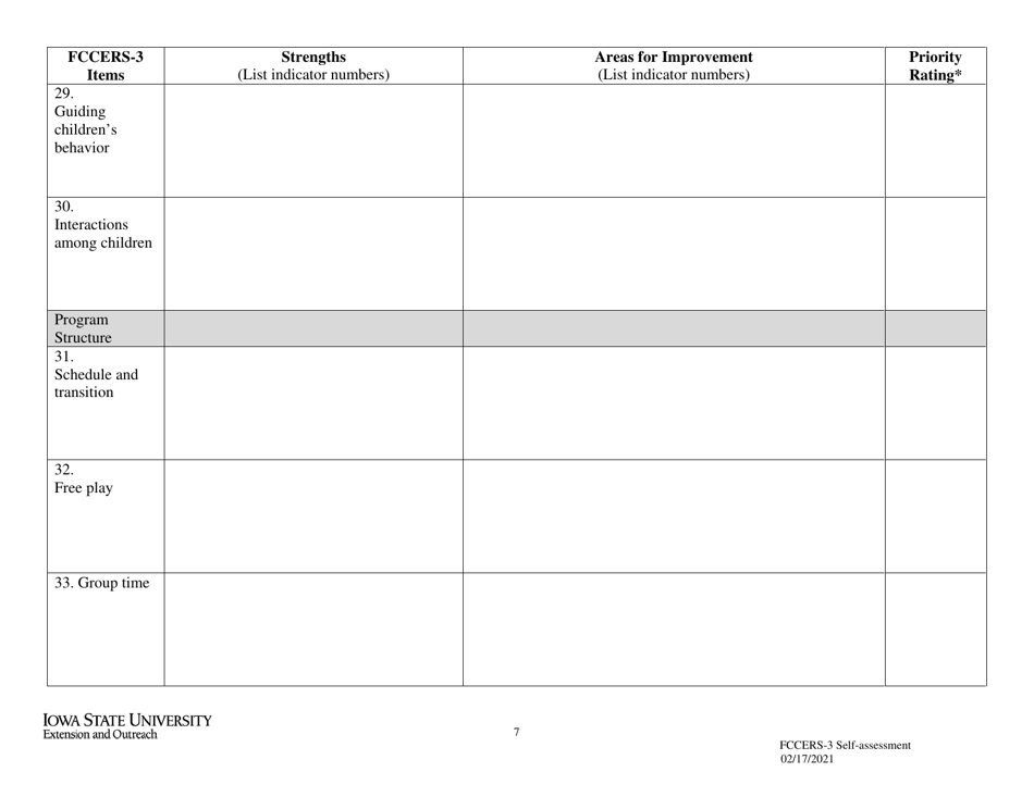 Self-assessment - Family Child Care Environment Rating Scale - 3rd Edition - Iowa, Page 7