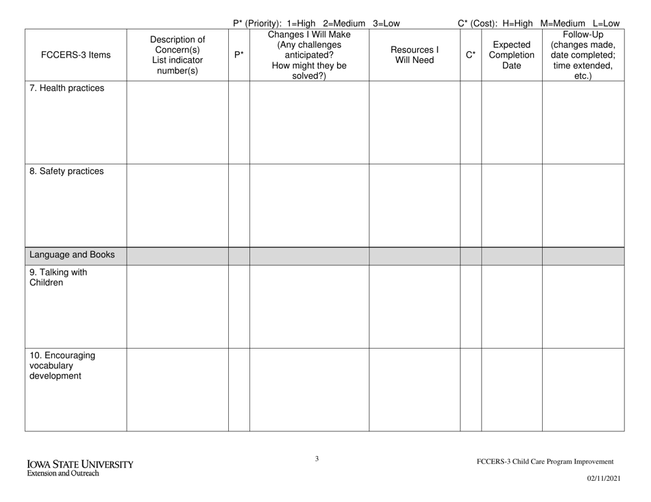 Child Development Home Program Improvement Plan - Iowa, Page 3