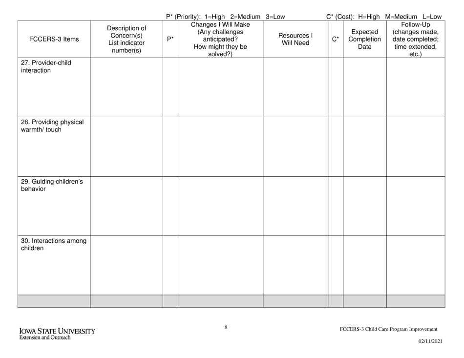Child Development Home Program Improvement Plan - Iowa, Page 8