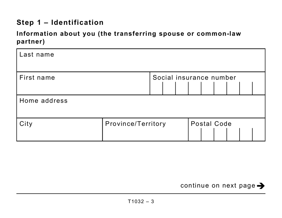 Form T1032 Joint Election to Split Pension Income - Large Print - Canada, Page 3