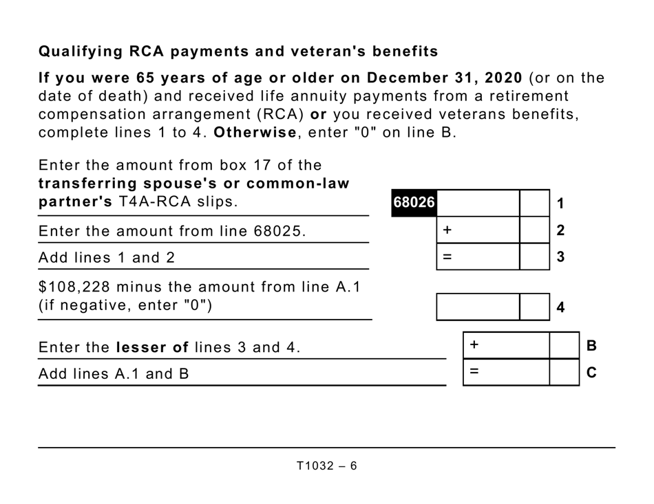 Form T1032 Joint Election to Split Pension Income - Large Print - Canada, Page 6