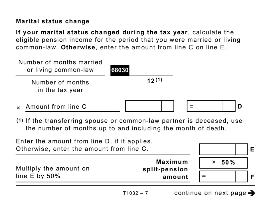 Form T1032 Joint Election to Split Pension Income - Large Print - Canada, Page 7