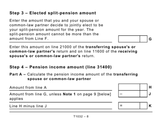 Form T1032 Joint Election to Split Pension Income - Large Print - Canada, Page 8