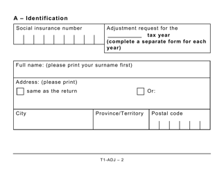 Form T1-ADJ T1 Adjustment Request - Large Print - Canada, Page 2