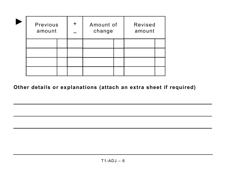 Form T1-ADJ T1 Adjustment Request - Large Print - Canada, Page 6