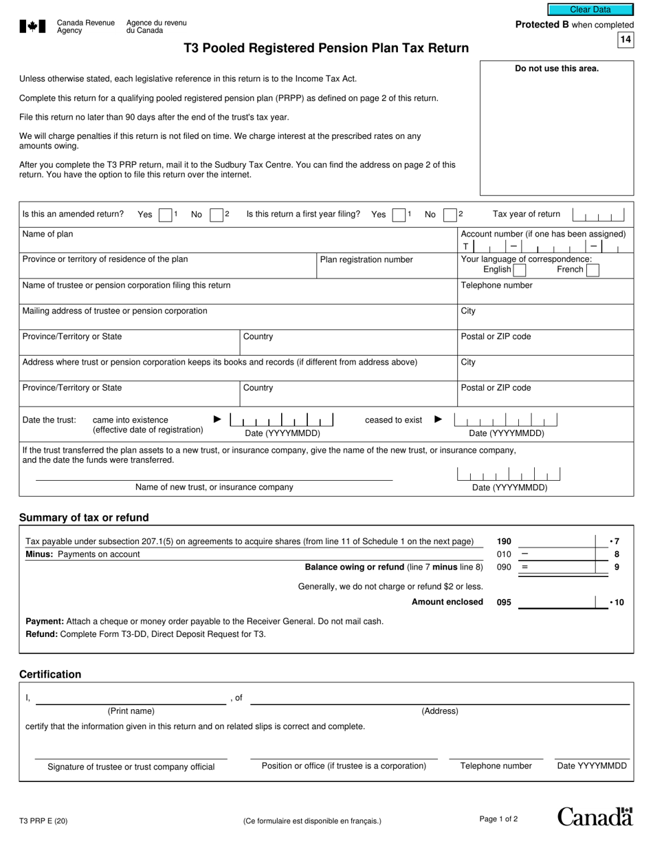 Form T3 PRP - Fill Out, Sign Online and Download Fillable PDF, Canada ...