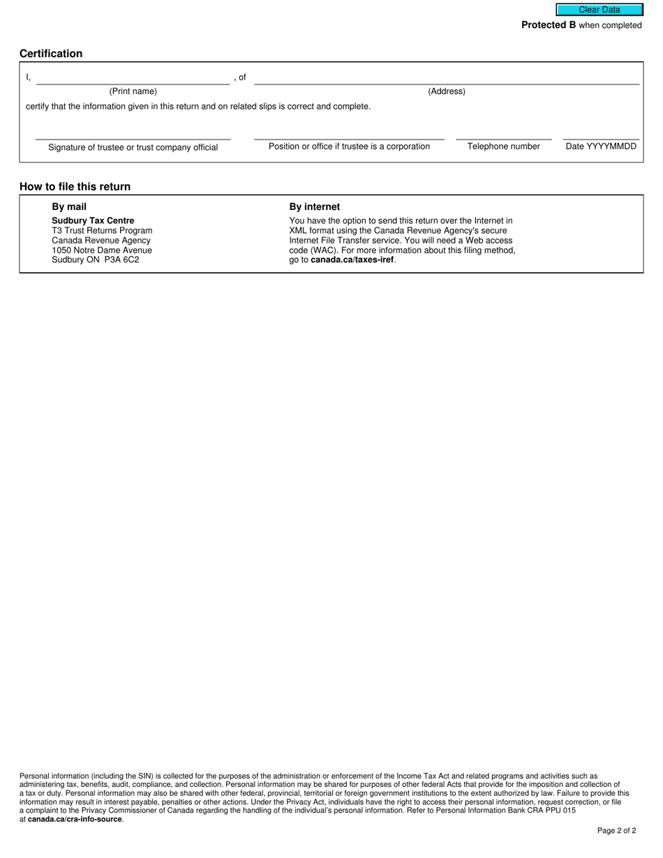 Form T3S Supplementary Unemployment Benefit Plan Income Tax Return - Canada, Page 2