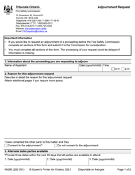 Document preview: Form 0429E Adjournment Request - Ontario, Canada