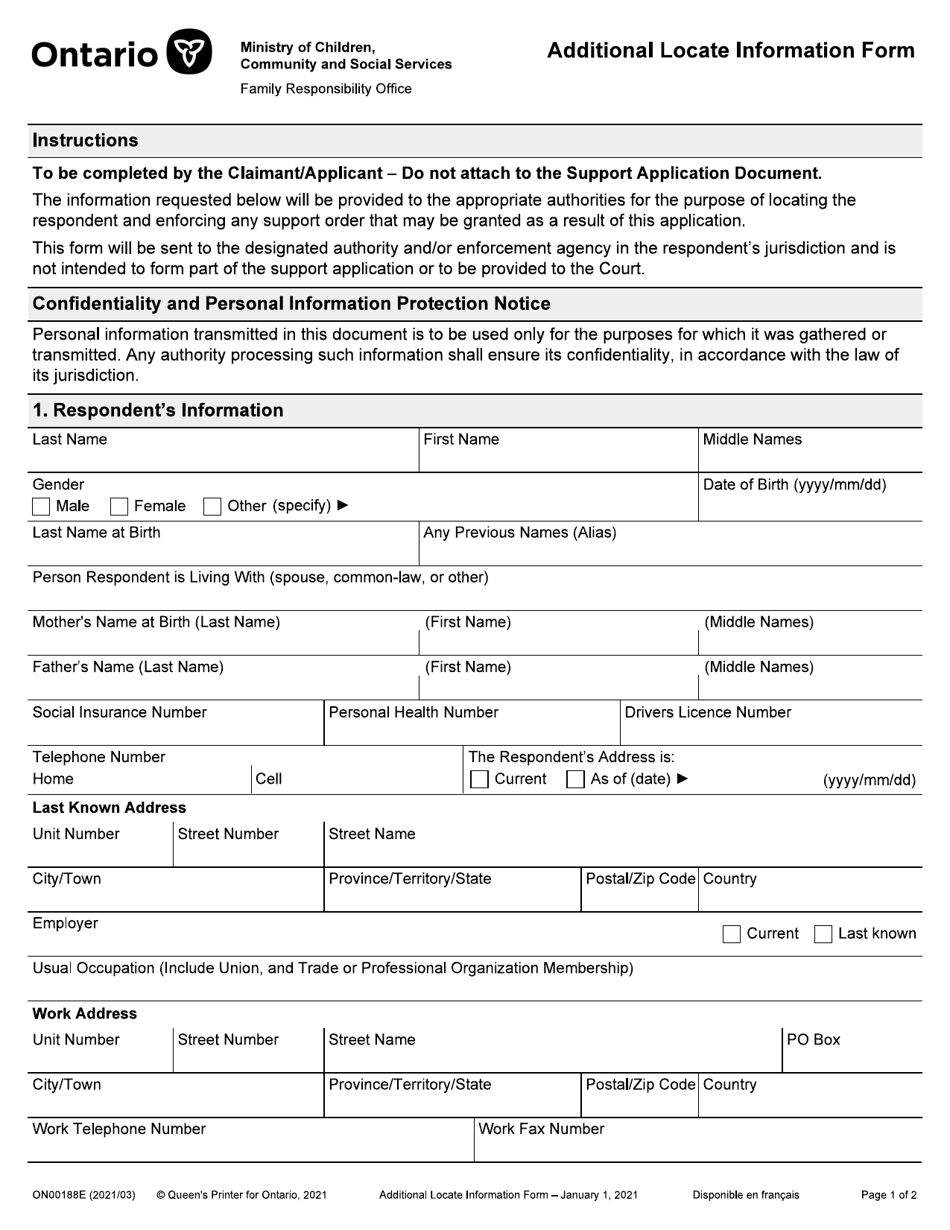 Form ON00188E - Fill Out, Sign Online And Download Fillable PDF ...