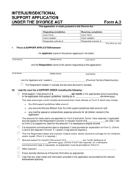 Form A.3 &quot;Interjurisdictional Support Application Under the Divorce Act&quot; - Prince Edward Island, Canada