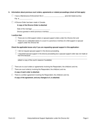 Form A.3 Interjurisdictional Support Application Under the Divorce Act - Prince Edward Island, Canada, Page 4
