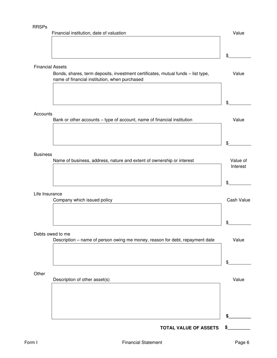 Form I Financial Information - Prince Edward Island, Canada, Page 6