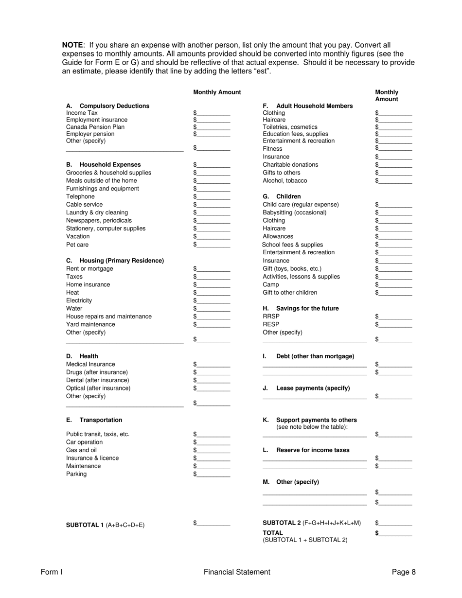 Form I Financial Information - Prince Edward Island, Canada, Page 8