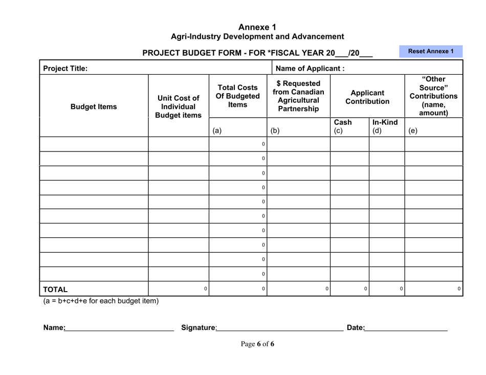 Fruit and Vegetable Industry Development Program Application Form - New Brunswick, Canada, Page 6