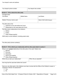 Voice of the Child Intake Form - Ontario, Canada, Page 3