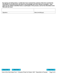 Voice of the Child Intake Form - Ontario, Canada, Page 5
