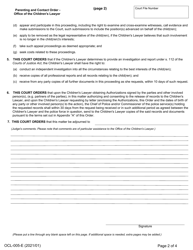 Form OCL-005 Parenting and Contact Order - Office of the Children&#039;s Lawyer - Ontario, Canada, Page 2