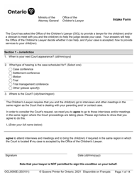 Form OCL0050E Intake Form - Ontario, Canada, Page 3