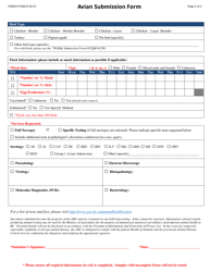 Form FQM-012A-01 Avian Submission Form - British Columbia, Canada, Page 2