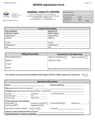 Form FQM-012W-01 Wildlife Submission Form - British Columbia, Canada