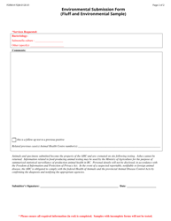 Form FQM-012E-01 Environmental Submission Form (Fluff and Environmental Sample) - British Columbia, Canada, Page 2