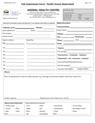 Form FQM-012F-01 &quot;Fish Submission Form - Pacific Ocean Watershed&quot; - British Columbia, Canada