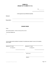 Document preview: Form F33 Consent Order - British Columbia, Canada