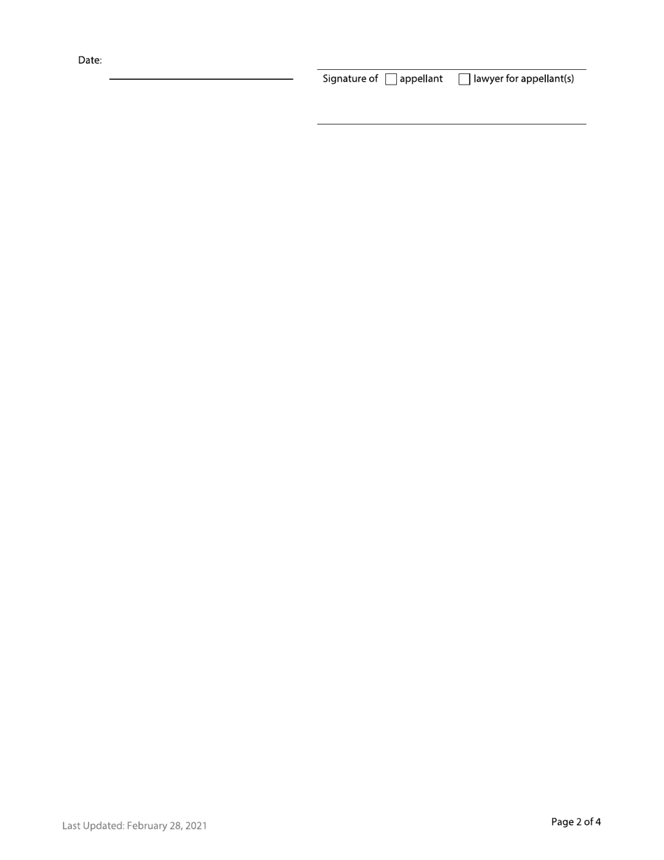 Form F98 Notice of Appeal From Master, Registrar or Special Referee - British Columbia, Canada, Page 2