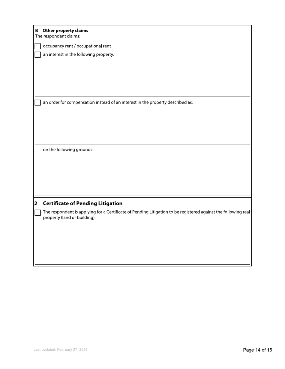 Form F5 Counterclaim - British Columbia, Canada, Page 14