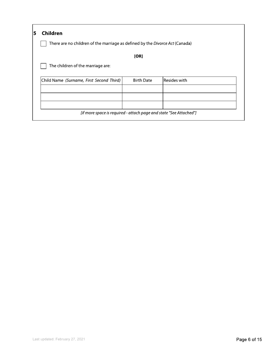 Form F5 Counterclaim - British Columbia, Canada, Page 6