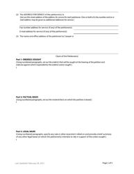 Form F73 Petition to the Court - British Columbia, Canada, Page 2