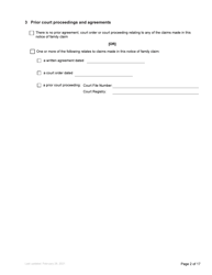 Form F3 Notice of Family Claim - British Columbia, Canada, Page 2