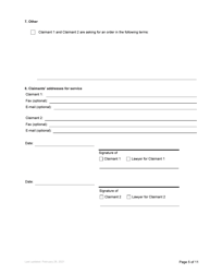 Form F1 Notice of Joint Family Claim - British Columbia, Canada, Page 5