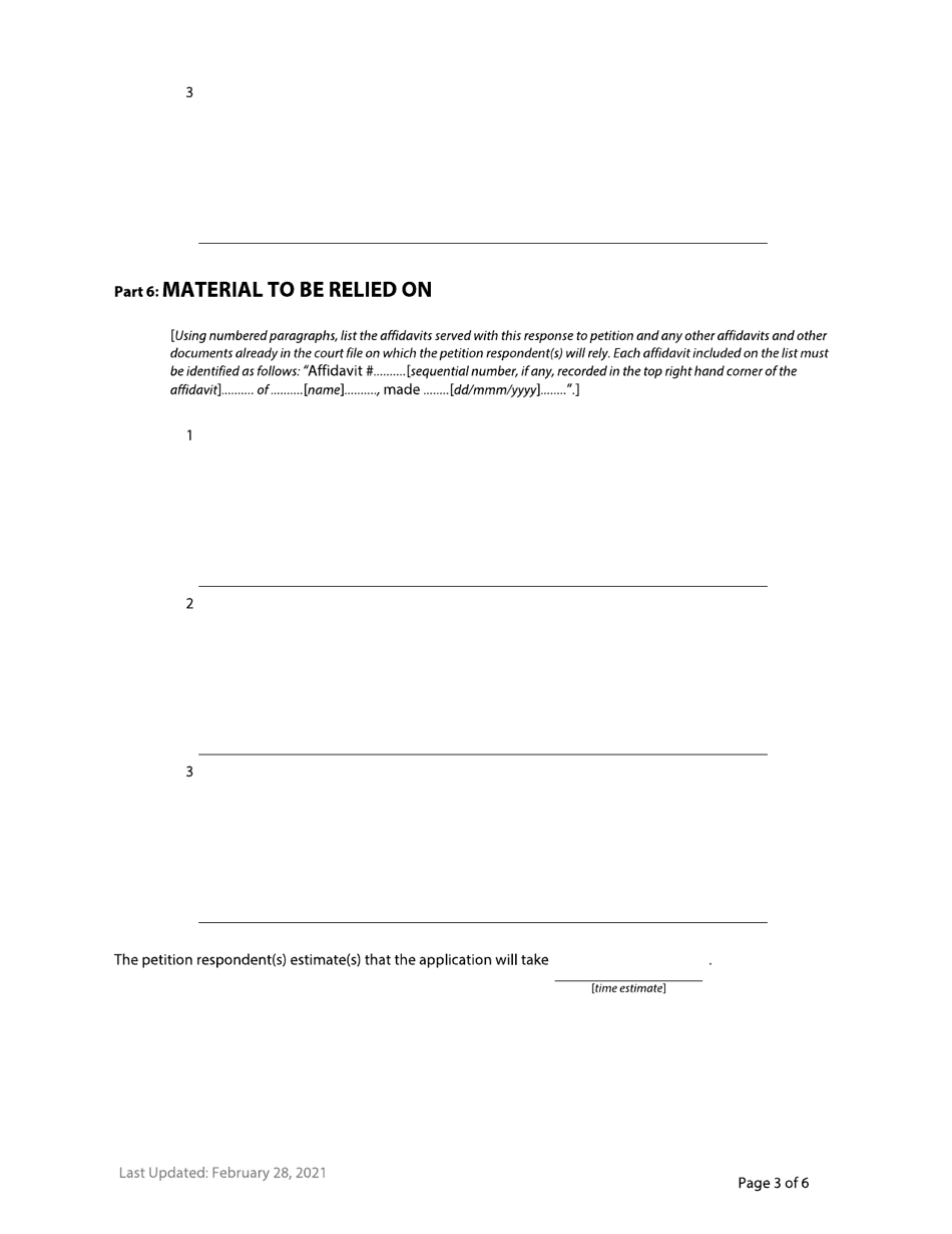 Form F74 Response to Petition - British Columbia, Canada, Page 3
