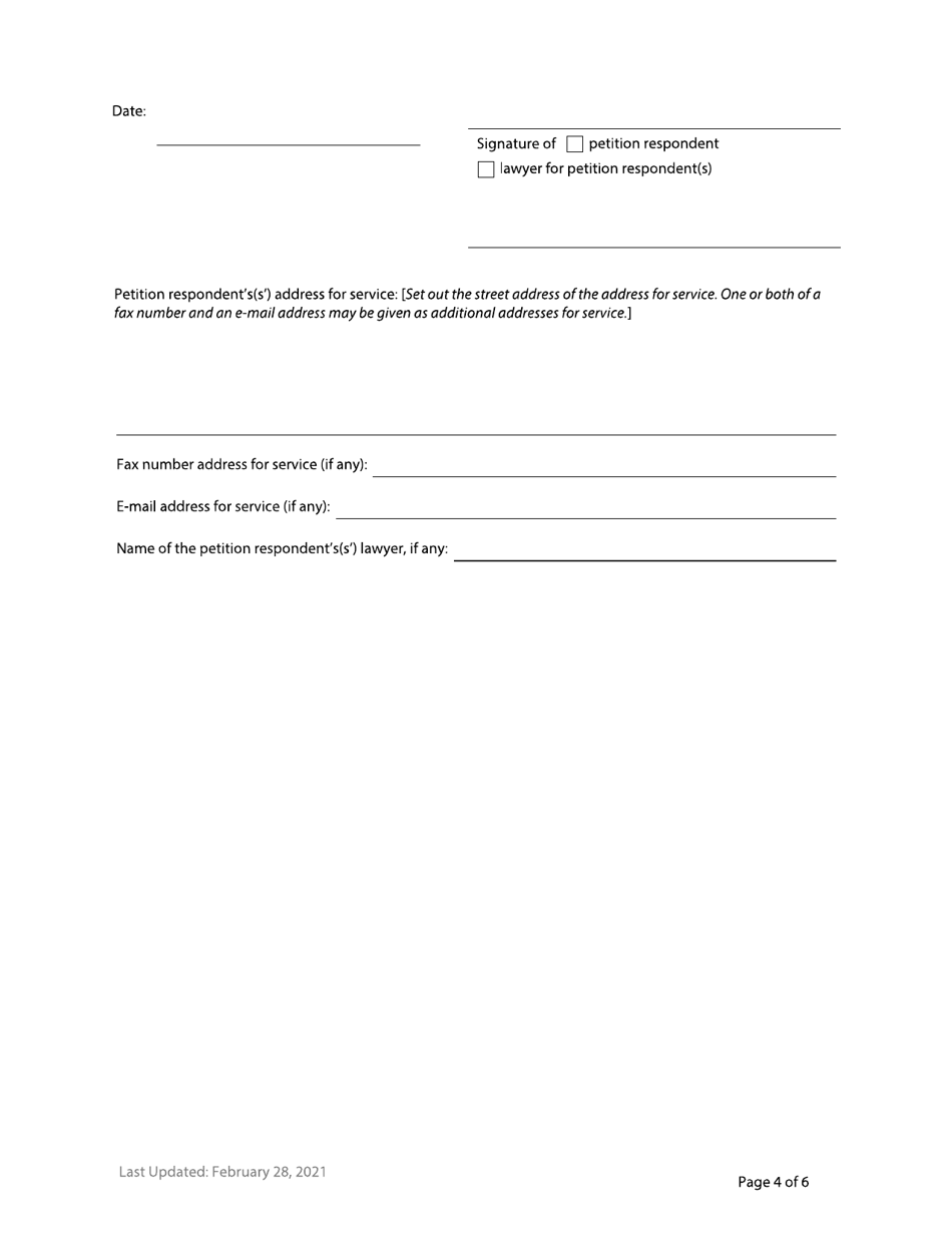Form F74 Response to Petition - British Columbia, Canada, Page 4