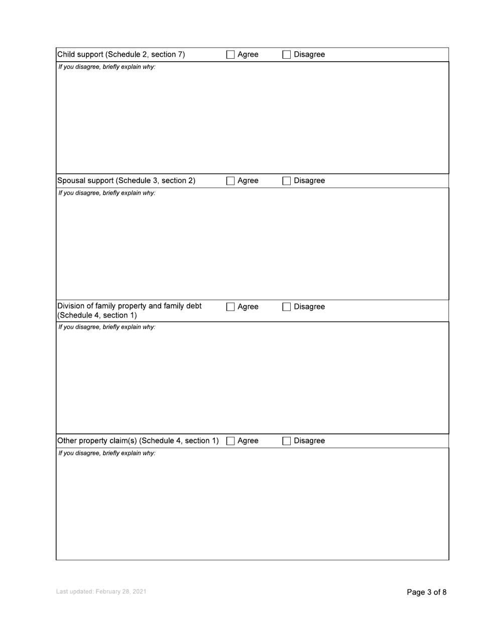 Form F4 Response to Family Claim - British Columbia, Canada, Page 3