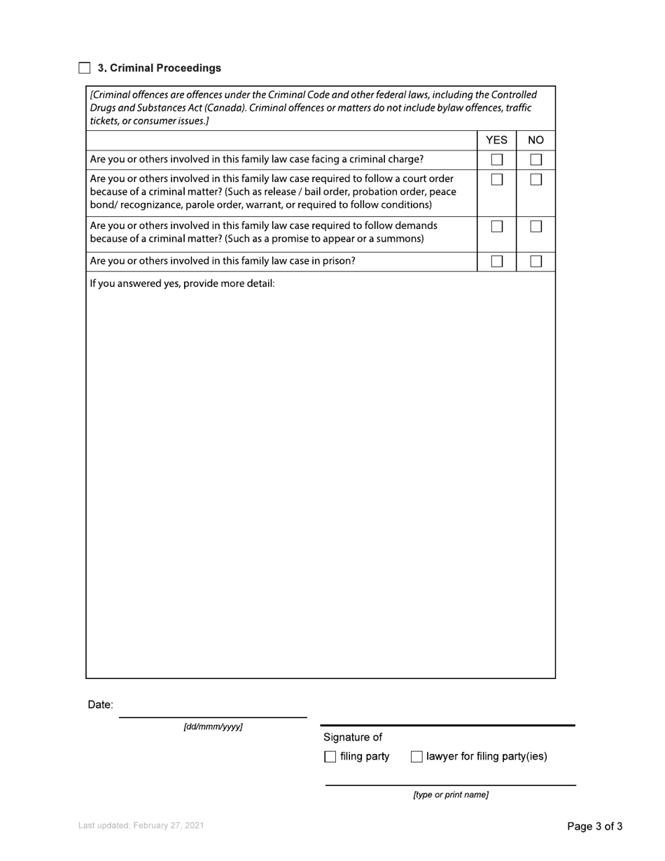 Form F102 Statement of Information for Corollary Relief Proceedings - British Columbia, Canada, Page 3