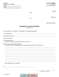 Form SJ-837A Statement in Lieu Testimony - Quebec, Canada, Page 2