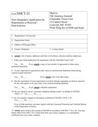 Form NHCT-21 &quot;New Hampshire Application for Registration or Renewal - Paid Solicitor&quot; - New Hampshire