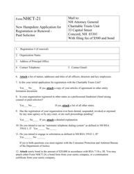 Form NHCT-21 New Hampshire Application for Registration or Renewal - Paid Solicitor - New Hampshire