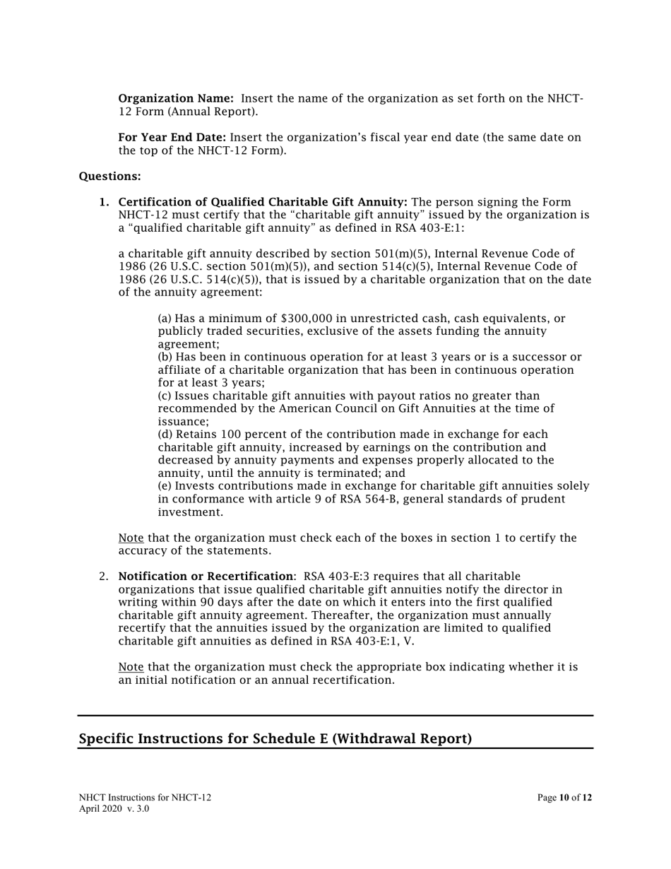 Instructions for Form NHCT-12 New Hampshire Annual Report - Charitable Organizations and Trusts - New Hampshire, Page 10