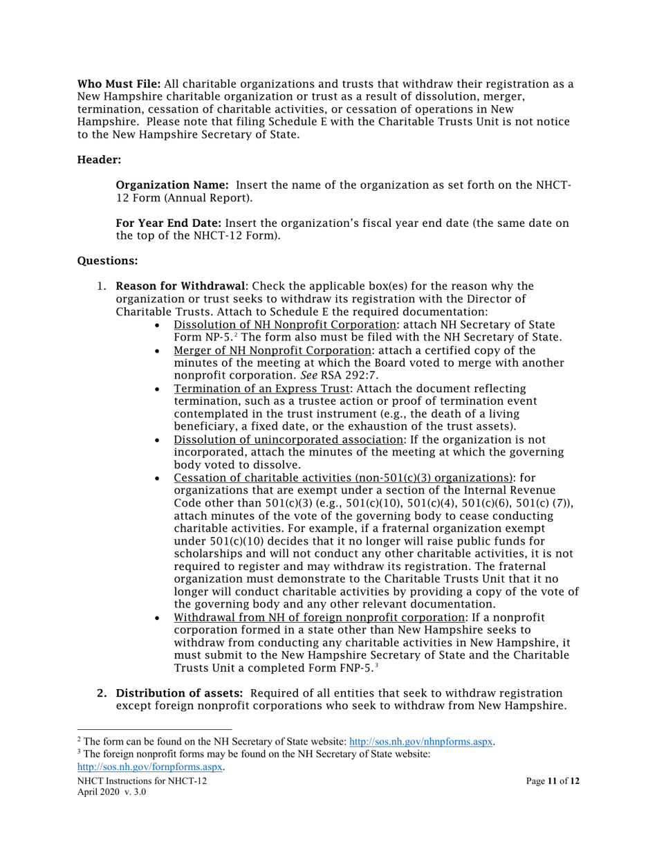 Instructions for Form NHCT-12 New Hampshire Annual Report - Charitable Organizations and Trusts - New Hampshire, Page 11