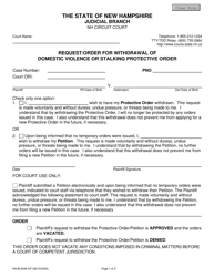 Form NHJB-2046-DF &quot;Request/Order for Withdrawal of Domestic Violence or Stalking Protective Order&quot; - New Hampshire
