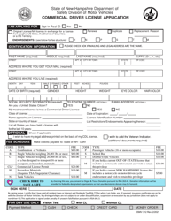 Form DSMV312 Commerical Driver License Application - New Hampshire