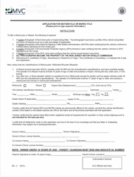 Form BA-2 &quot;Application for Motorcycle or Moped Title&quot; - New Jersey